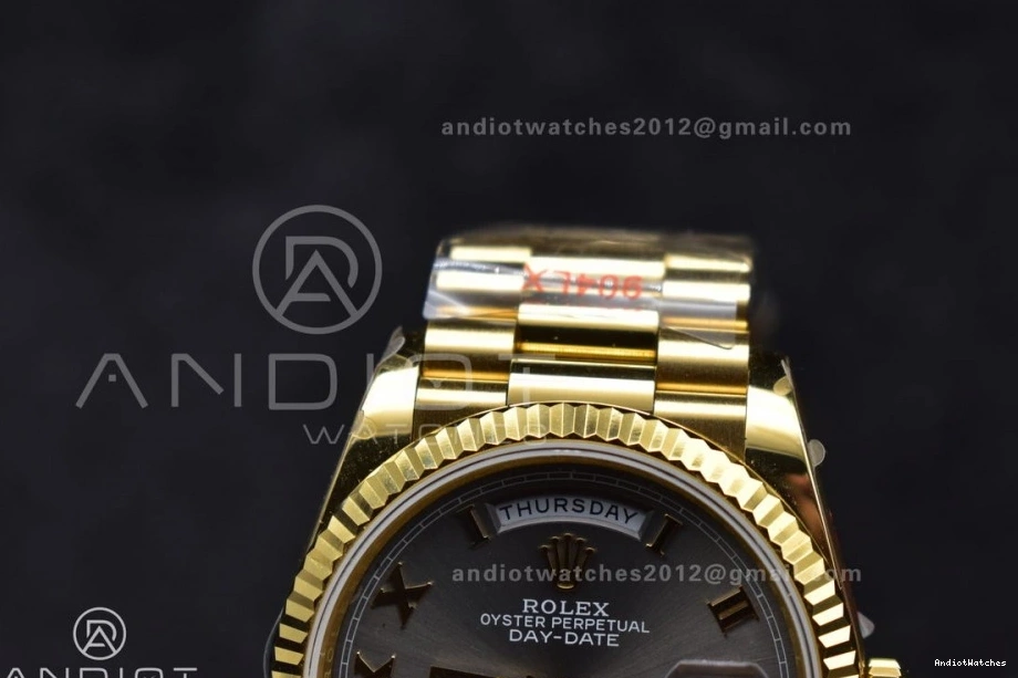 Roman QF on Marker V5 SportInspired DayDate Grey Weight) President vr3255 904L 700 with Steel Bracelet Best 36 Edition (Gain Dial YG 1228